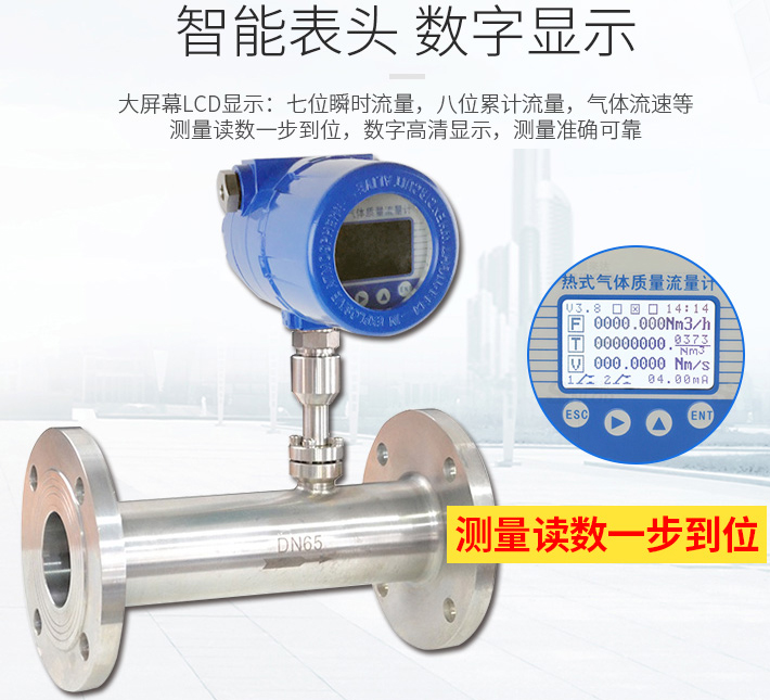天然氣熱式氣體質(zhì)量流量計液晶表頭顯示圖